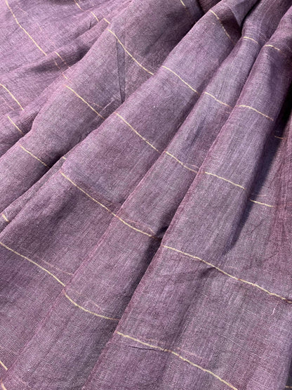 MAUVE PURE HANDLOOM LINEN SAREE