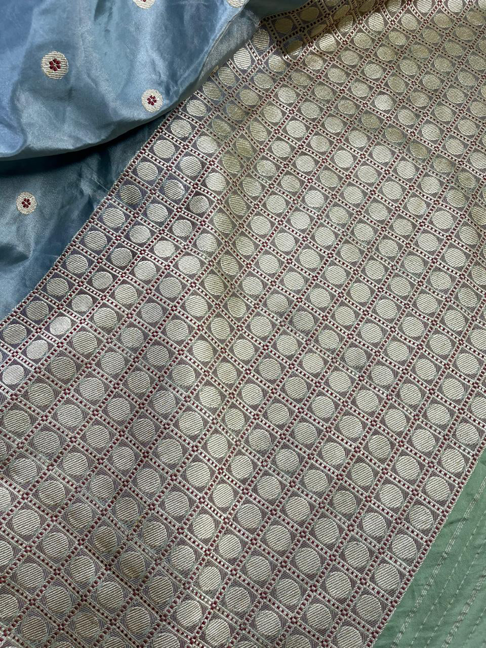 BLUE SILK TISSUE PURE HANDLOOM BANARASI SAREE