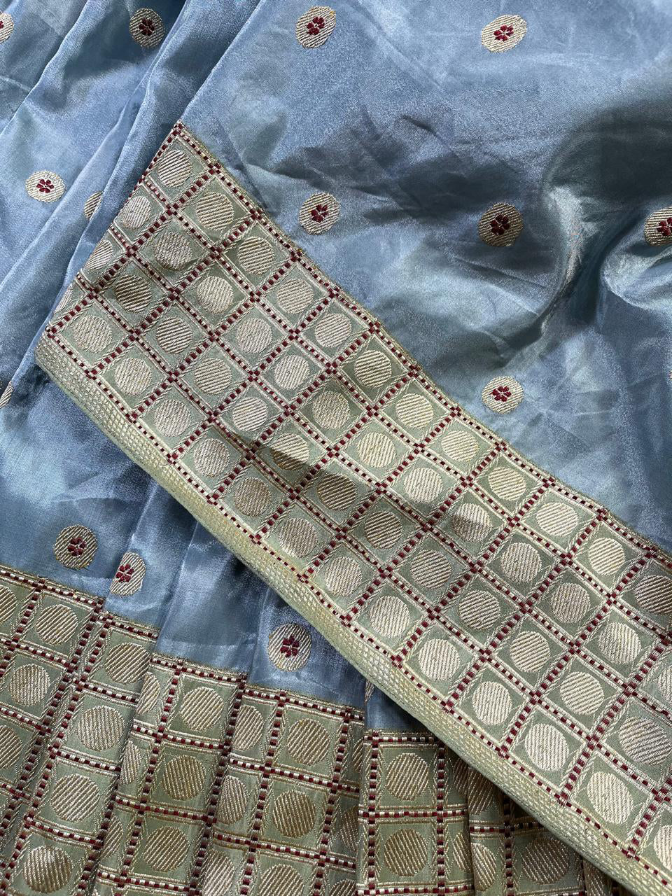 BLUE SILK TISSUE PURE HANDLOOM BANARASI SAREE