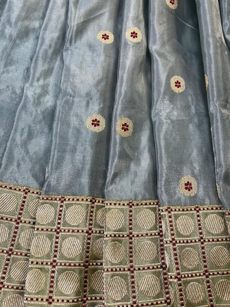 BLUE SILK TISSUE PURE HANDLOOM BANARASI SAREE