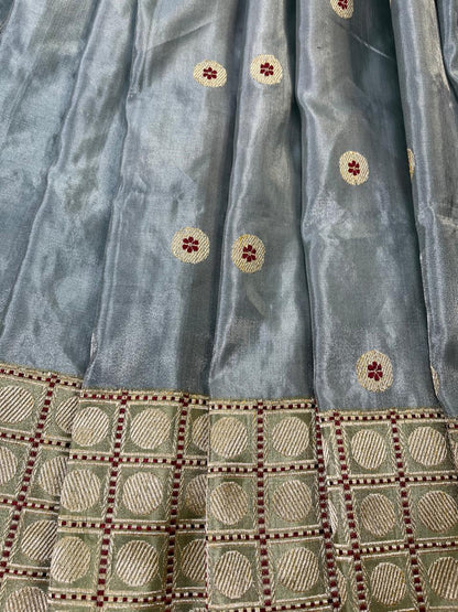 BLUE SILK TISSUE PURE HANDLOOM BANARASI SAREE