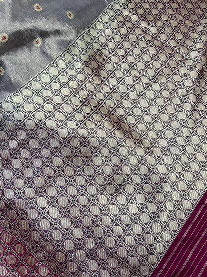 LIGHT MAUVE KORA TISSUE PURE HANDLOOM BANARASI SAREE