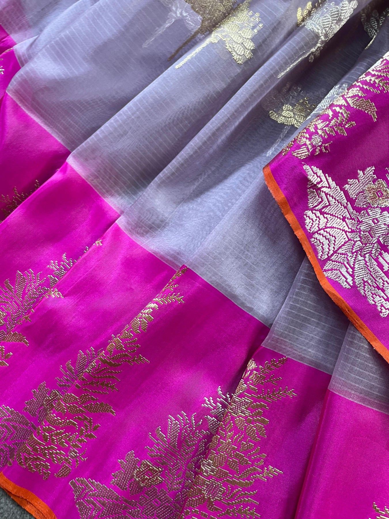 LILAC MAUVE KORA PURE HANDLOOM BANARASI SAREE