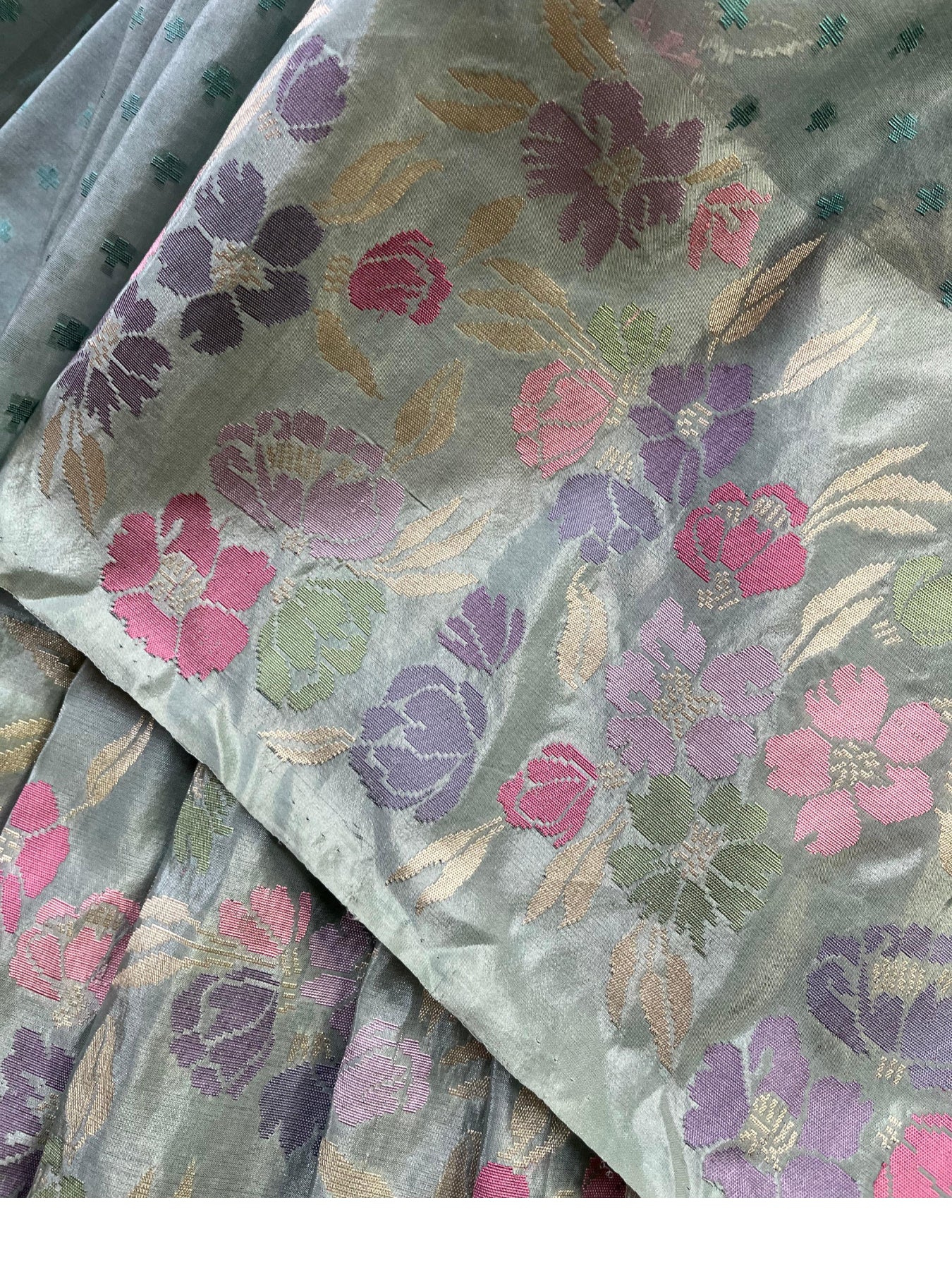 BLUISH GREY KORA PURE HANDLOOM BANARASI SAREE