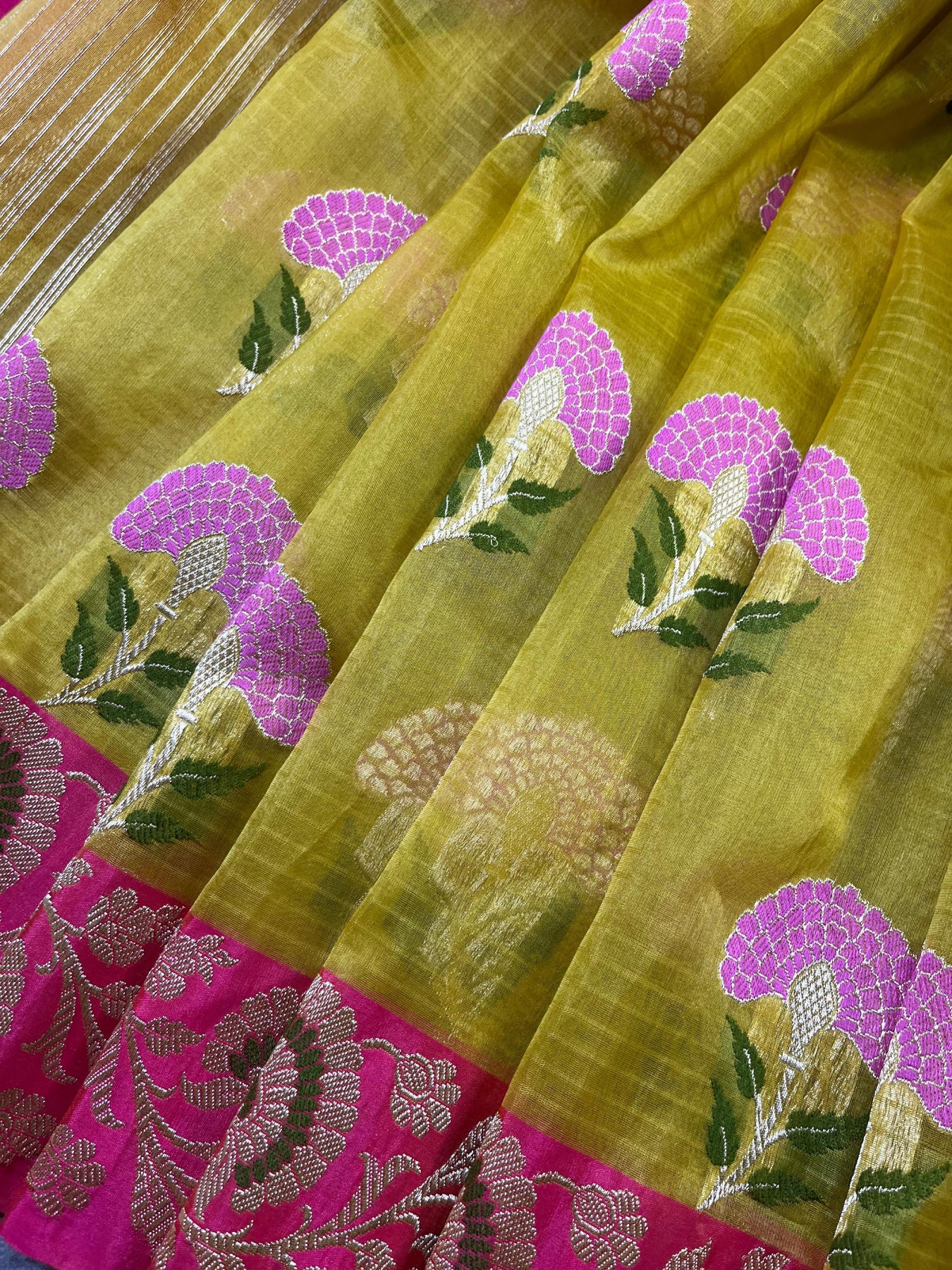 YELLOW KORA PURE HANDLOOM BANARASI SAREE