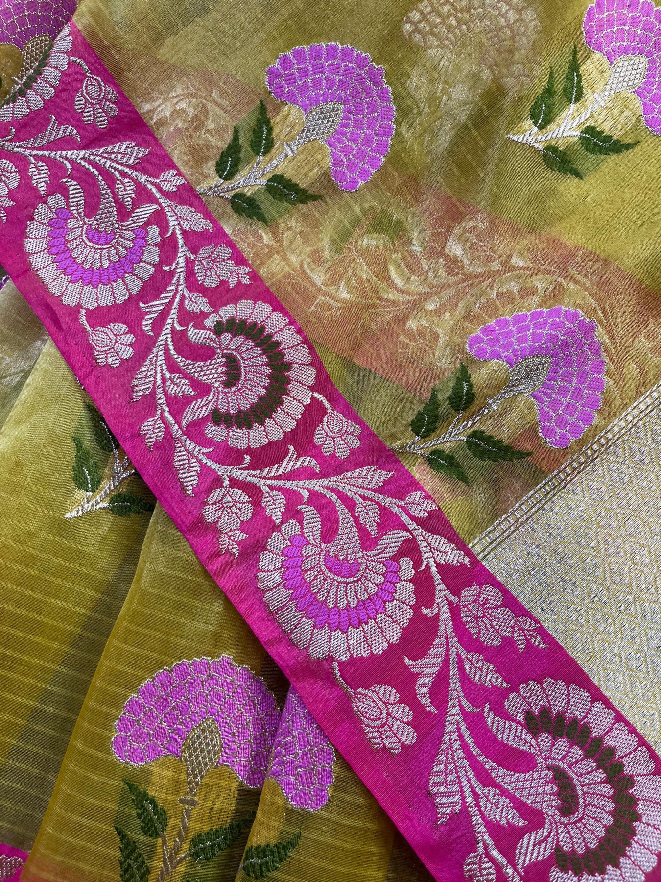 YELLOW KORA PURE HANDLOOM BANARASI SAREE