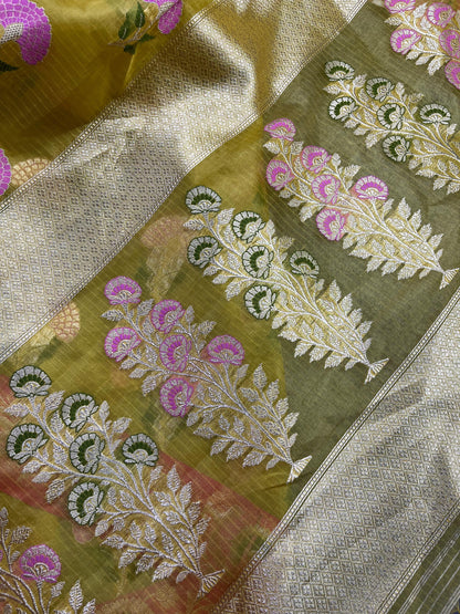 YELLOW KORA PURE HANDLOOM BANARASI SAREE