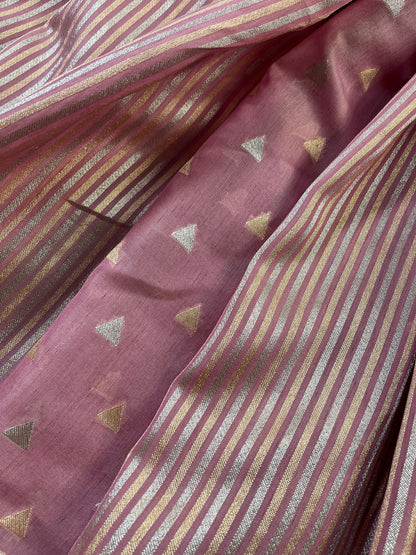 PINK KORA PURE HANDLOOM BANARASI SAREE