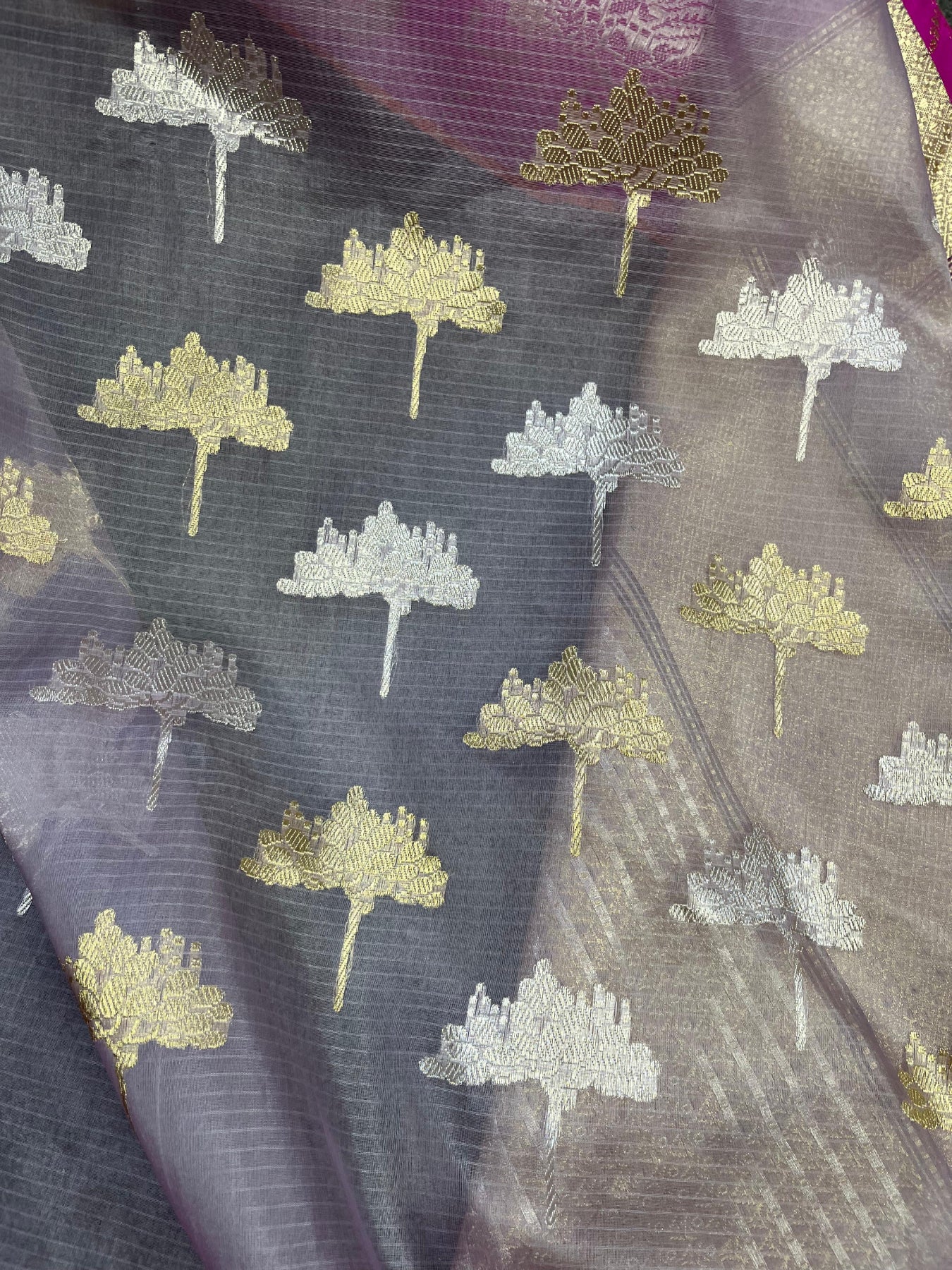 LILAC MAUVE KORA PURE HANDLOOM BANARASI SAREE