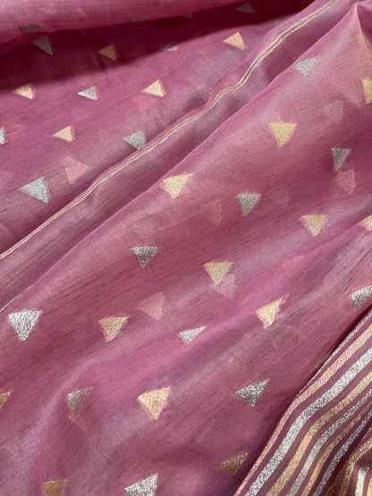 PINK KORA PURE HANDLOOM BANARASI SAREE