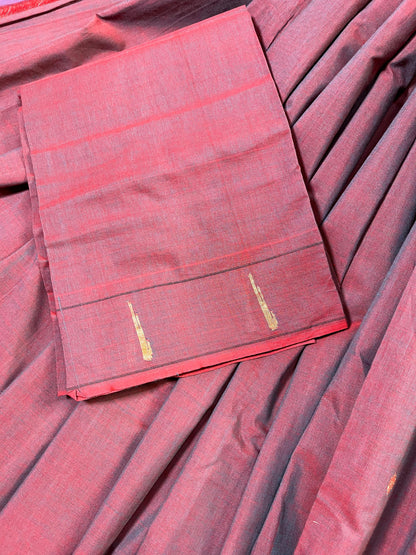 TWO TONE WINE COTTON PURE HANDLOOM PAITHANI SAREE
