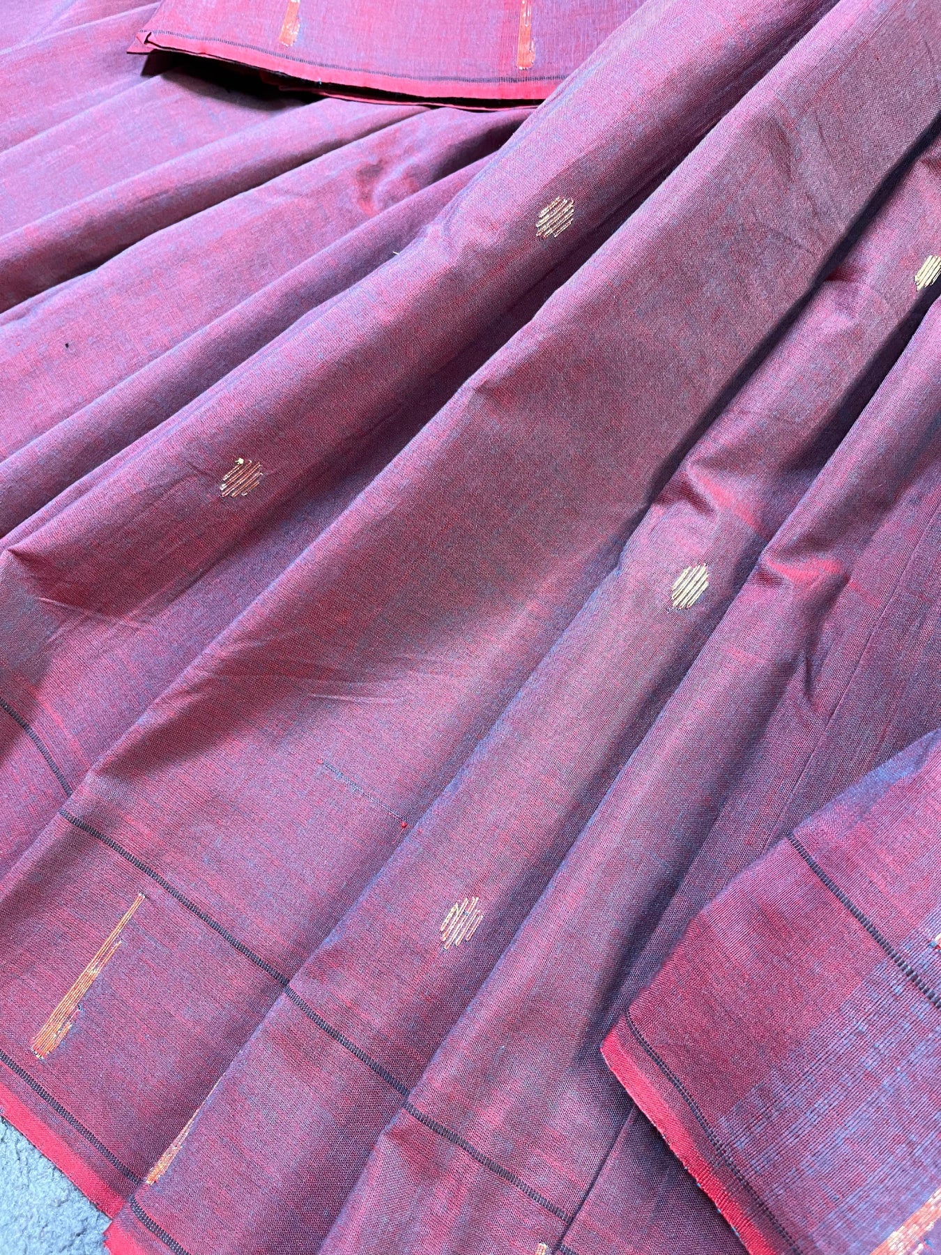 TWO TONE WINE COTTON PURE HANDLOOM PAITHANI SAREE
