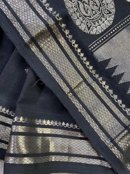 BLACK COTTON PURE HANDLOOM PAITHANI SAREE