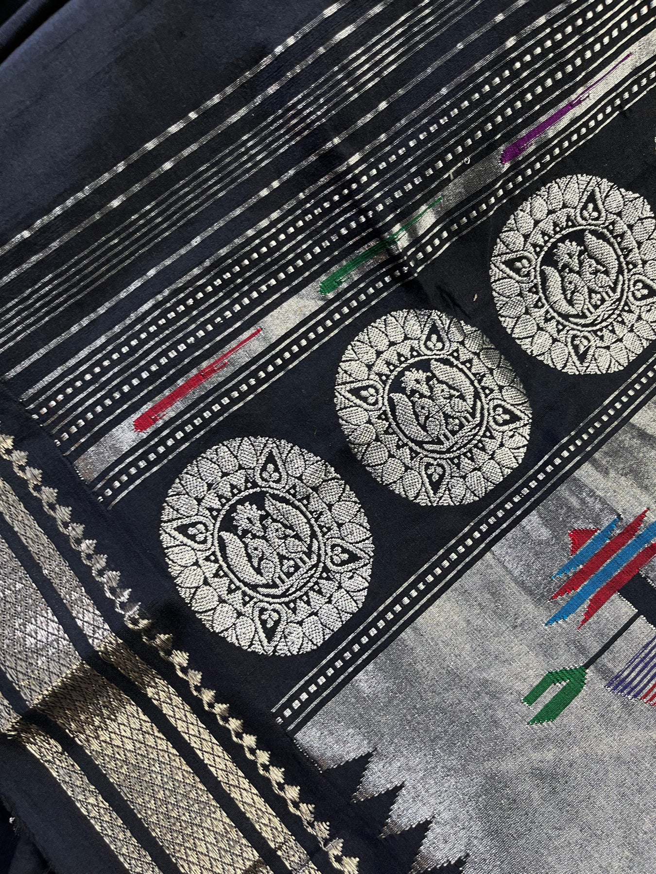 BLACK COTTON PURE HANDLOOM PAITHANI SAREE