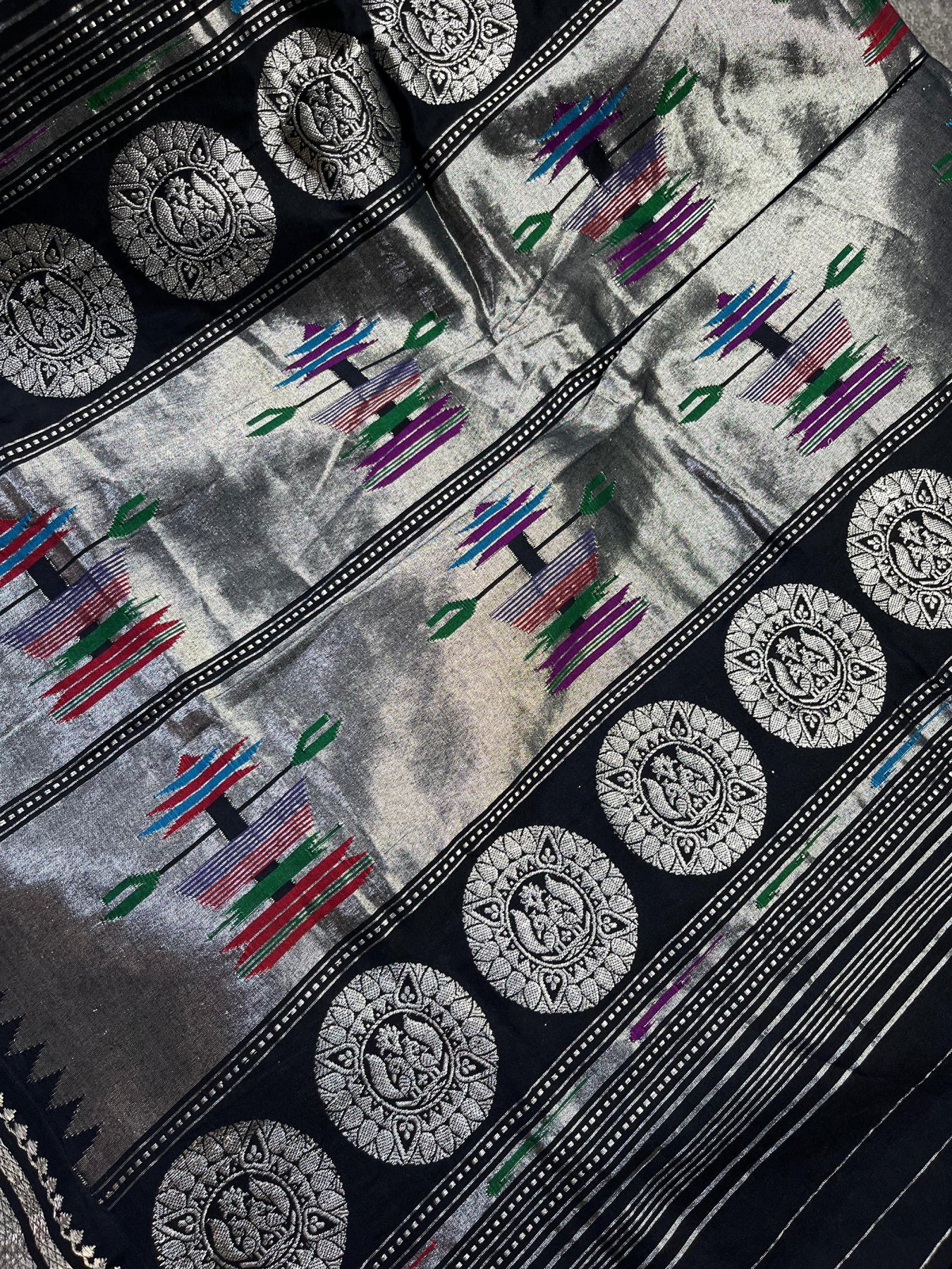 BLACK COTTON PURE HANDLOOM PAITHANI SAREE