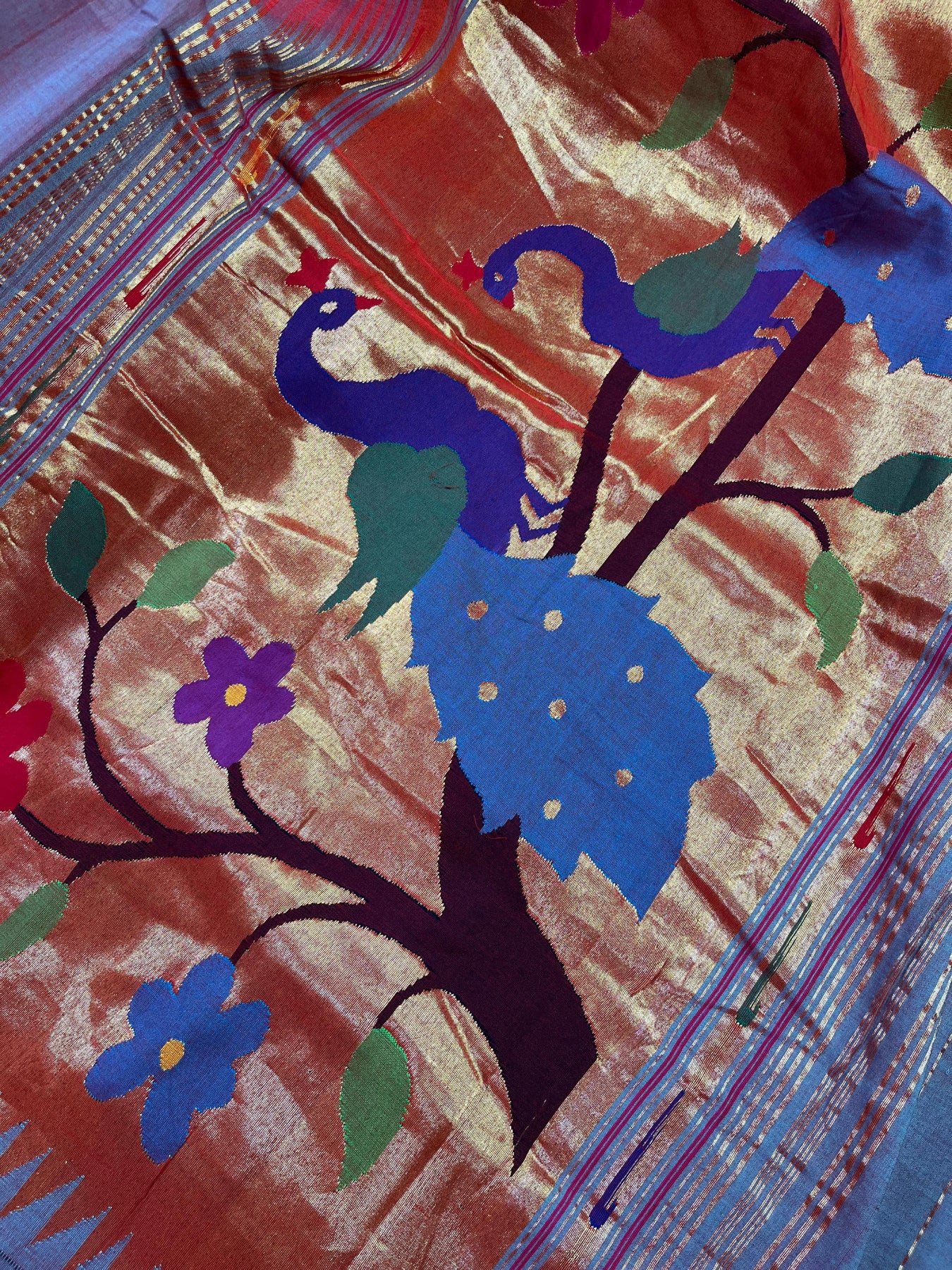 MAUVE COTTON PURE HANDLOOM PAITHANI SAREE