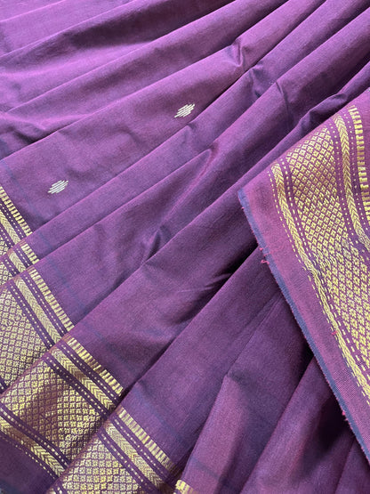 DARK BROWN COTTON PURE HANDLOOM PAITHANI SAREE