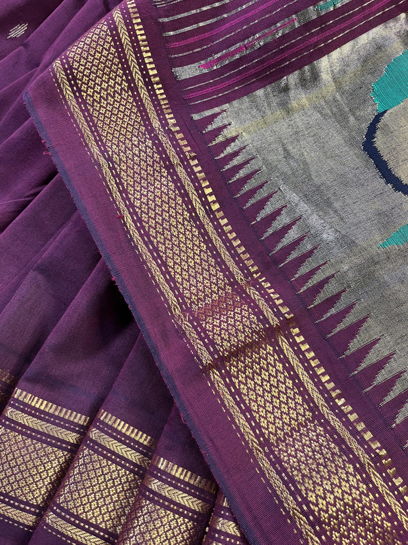DARK BROWN COTTON PURE HANDLOOM PAITHANI SAREE