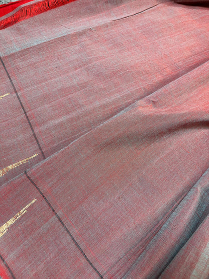 MAUVE COTTON PURE HANDLOOM PAITHANI SAREE