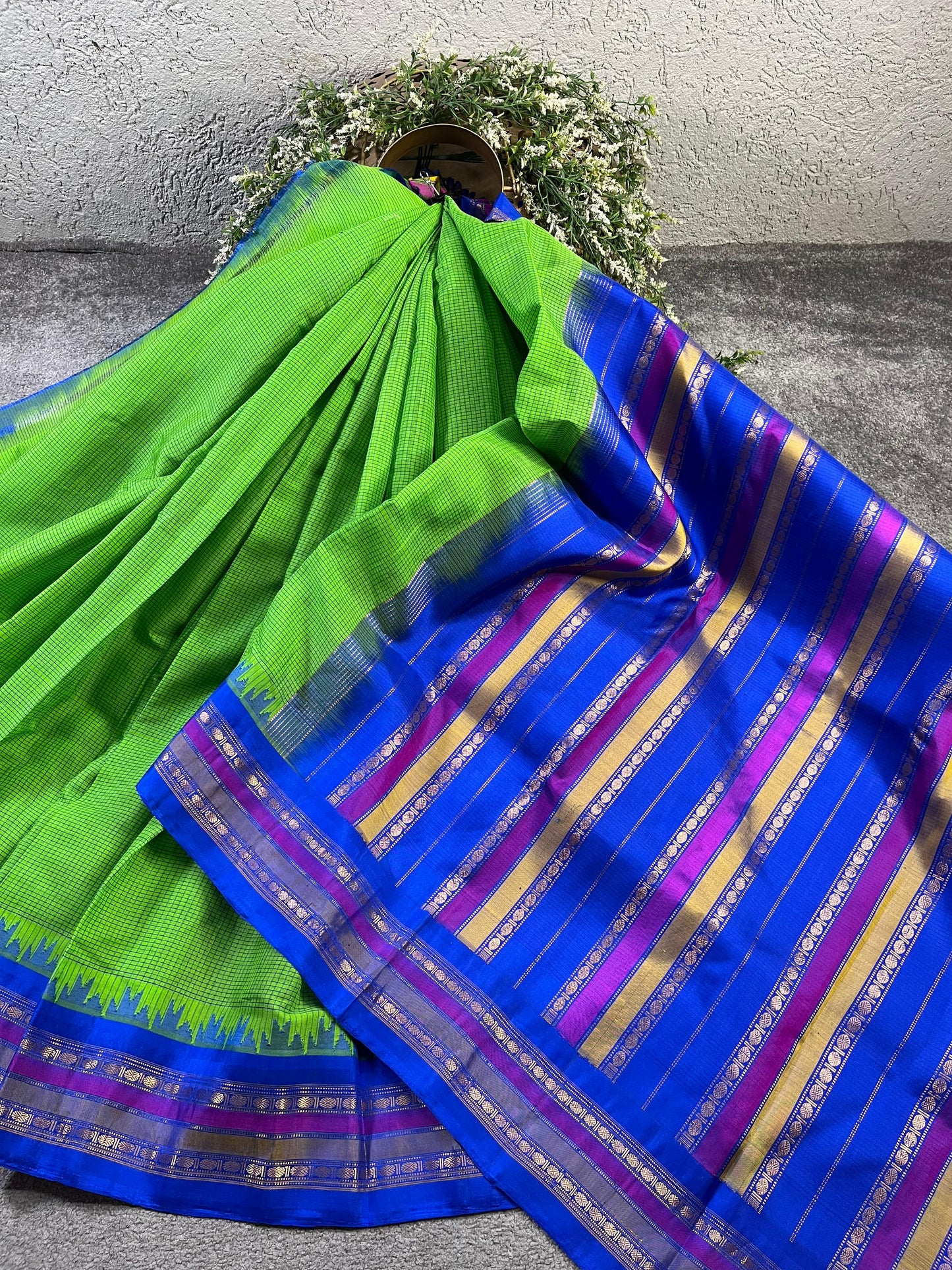 GREEN SICO PURE HANDLOOM GADWAL SAREE