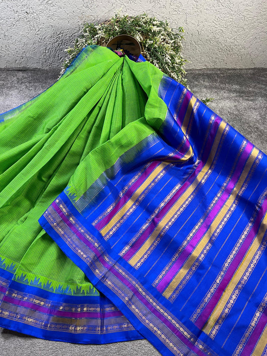 GREEN SICO PURE HANDLOOM GADWAL SAREE