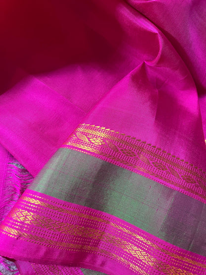 TURQUOISE SILK PURE HANDLOOM GADWAL SAREE