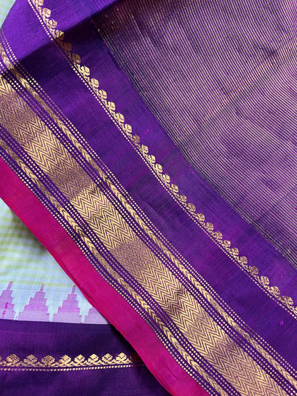 LIGHT PISTA GREEN SILK PURE HANDLOOM GADWAL SAREE