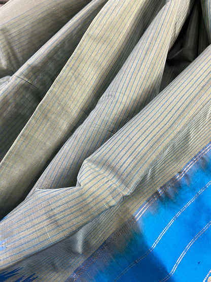 GREY SICO PURE HANDLOOM GADWAL SAREE