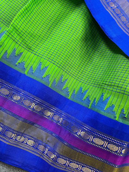 GREEN SICO PURE HANDLOOM GADWAL SAREE