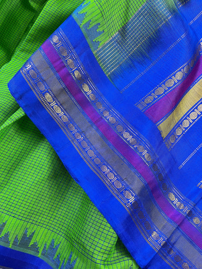 GREEN SICO PURE HANDLOOM GADWAL SAREE