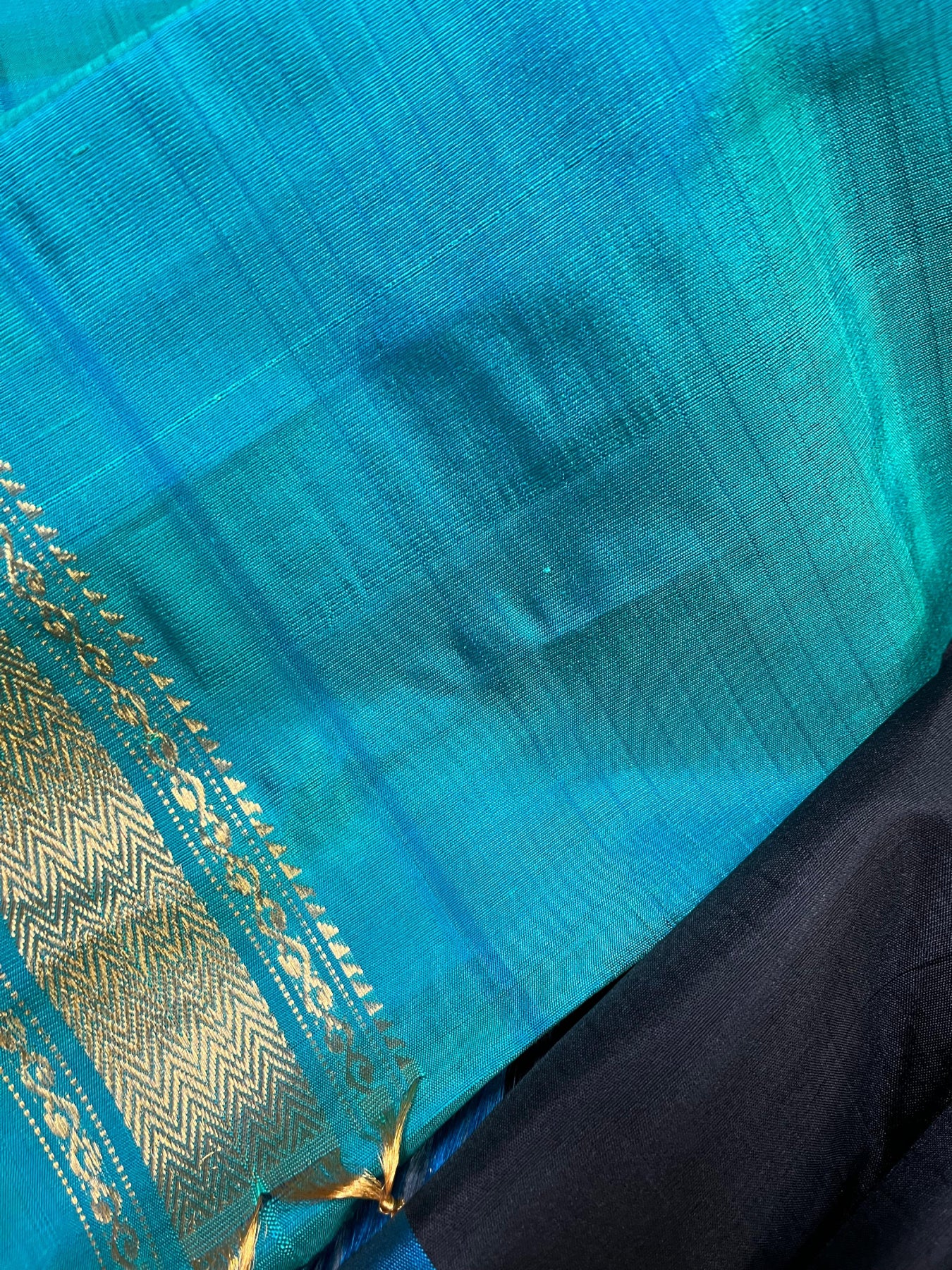 BLACK SILK PURE HANDLOOM GADWAL SAREE