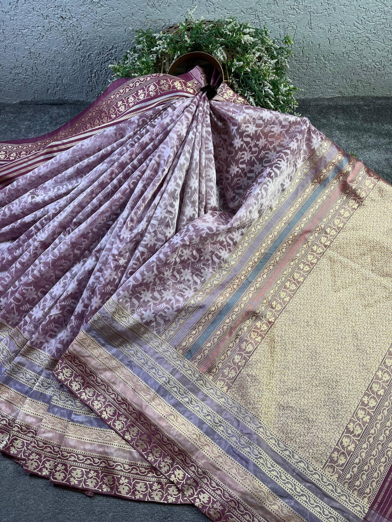 PINK KORA TISSUE PURE HANDLOOM BANARASI SAREE