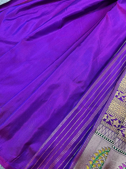 PURPLE SILK PURE HANDLOOM BANARASI SAREE