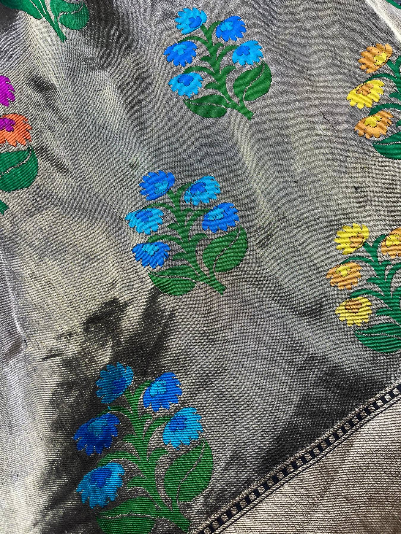 BLACK TISSUE SILK PURE HANDLOOM BANARASI SAREE