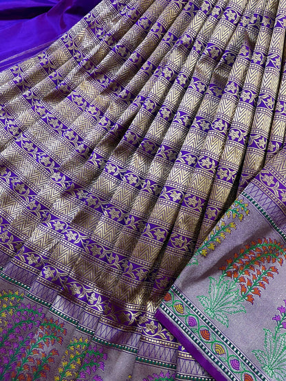 PURPLE SILK PURE HANDLOOM BANARASI SAREE