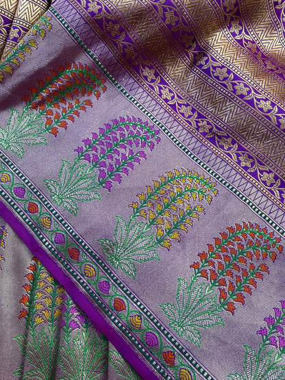 PURPLE SILK PURE HANDLOOM BANARASI SAREE