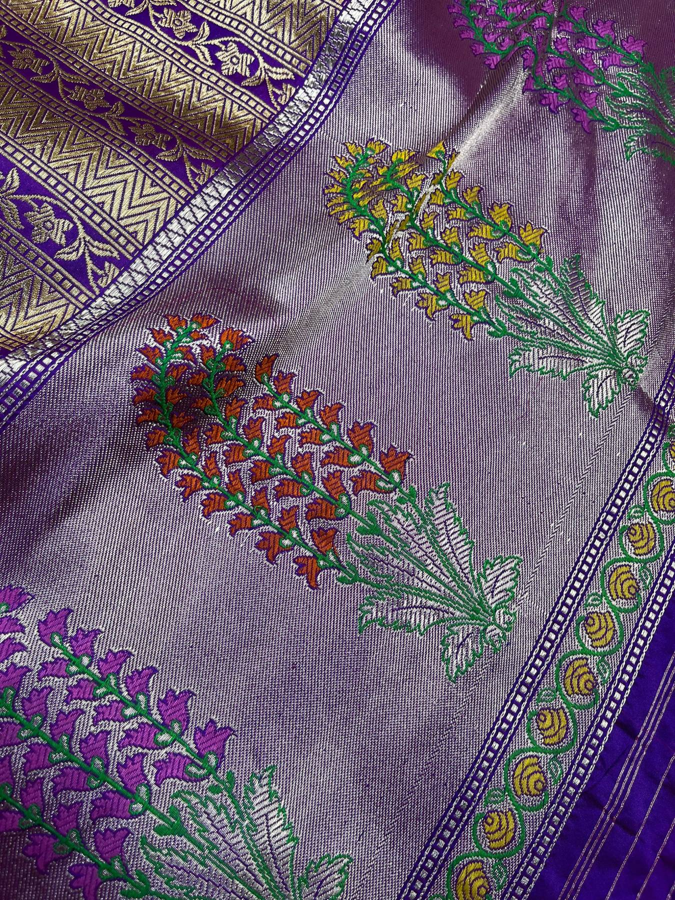 PURPLE SILK PURE HANDLOOM BANARASI SAREE