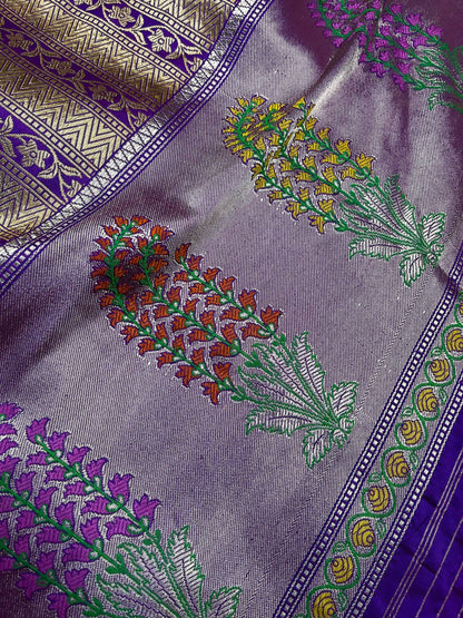 PURPLE SILK PURE HANDLOOM BANARASI SAREE