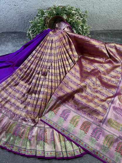 PURPLE SILK PURE HANDLOOM BANARASI SAREE