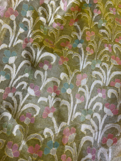 YELLOW KORA TISSUE PURE HANDLOOM BANARASI SAREE