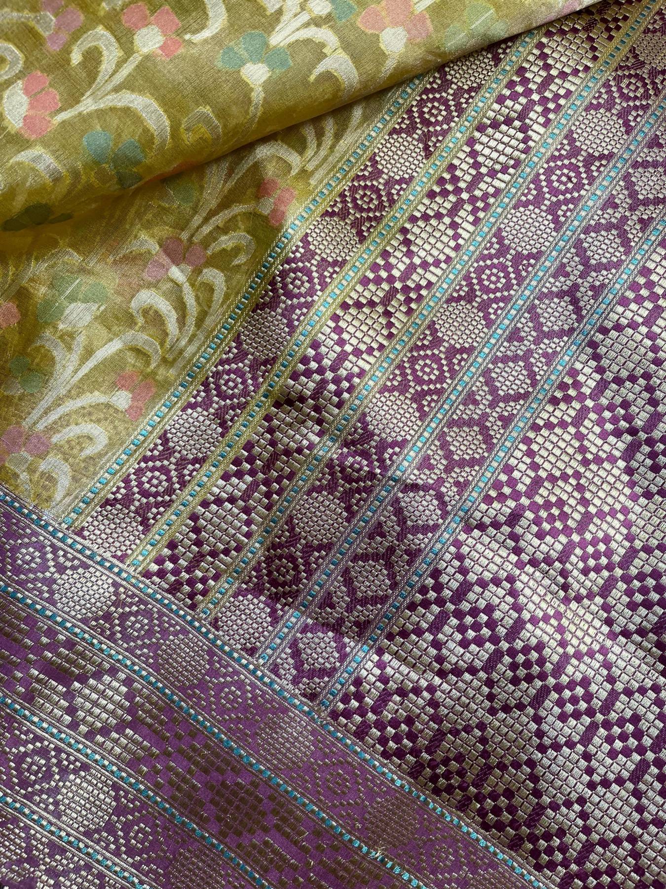 YELLOW KORA TISSUE PURE HANDLOOM BANARASI SAREE