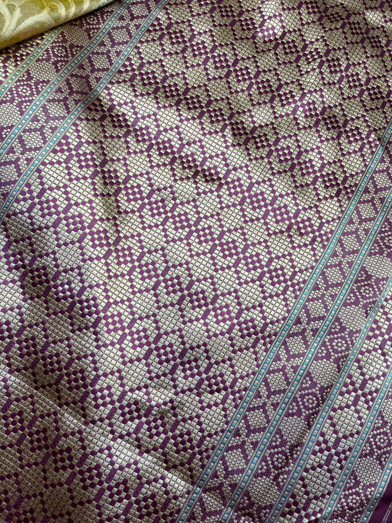 YELLOW KORA TISSUE PURE HANDLOOM BANARASI SAREE