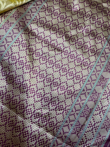 YELLOW KORA TISSUE PURE HANDLOOM BANARASI SAREE