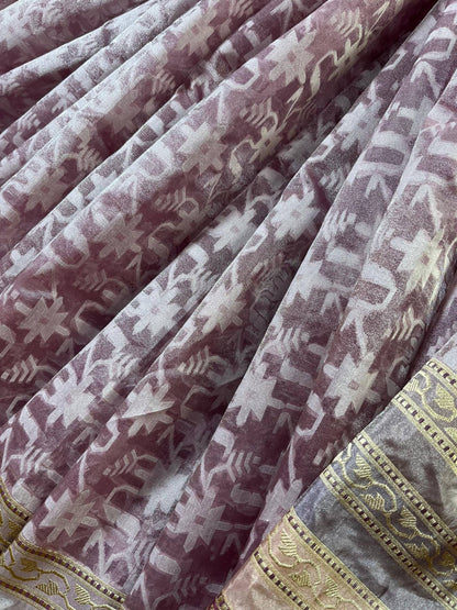 PINK KORA TISSUE PURE HANDLOOM BANARASI SAREE