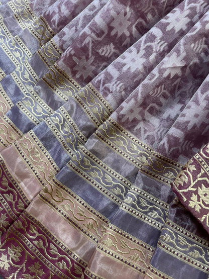 PINK KORA TISSUE PURE HANDLOOM BANARASI SAREE