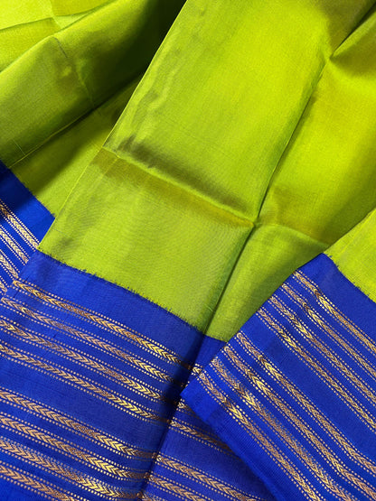 PARROT GREEN SILK PURE HANDLOOM GADWAL DUPATTA