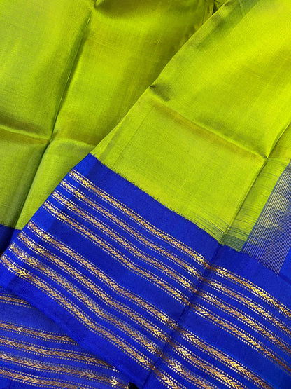 PARROT GREEN SILK PURE HANDLOOM GADWAL DUPATTA