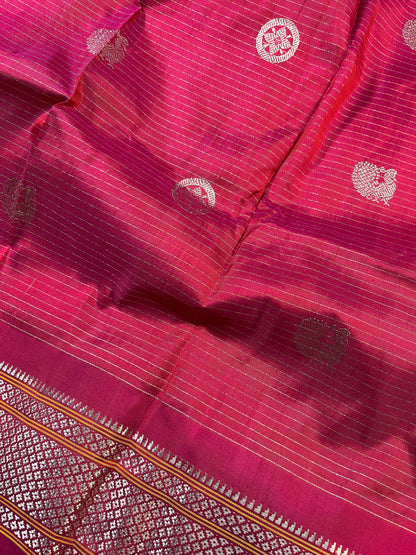 PINK SILK PURE HANDLOOM GADWAL DUPATTA