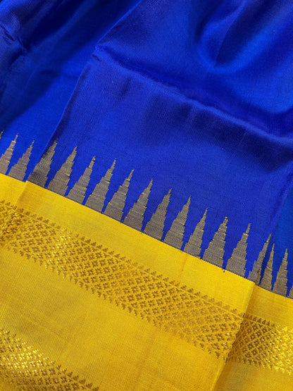 BLUE SILK PURE HANDLOOM GADWAL DUPATTA