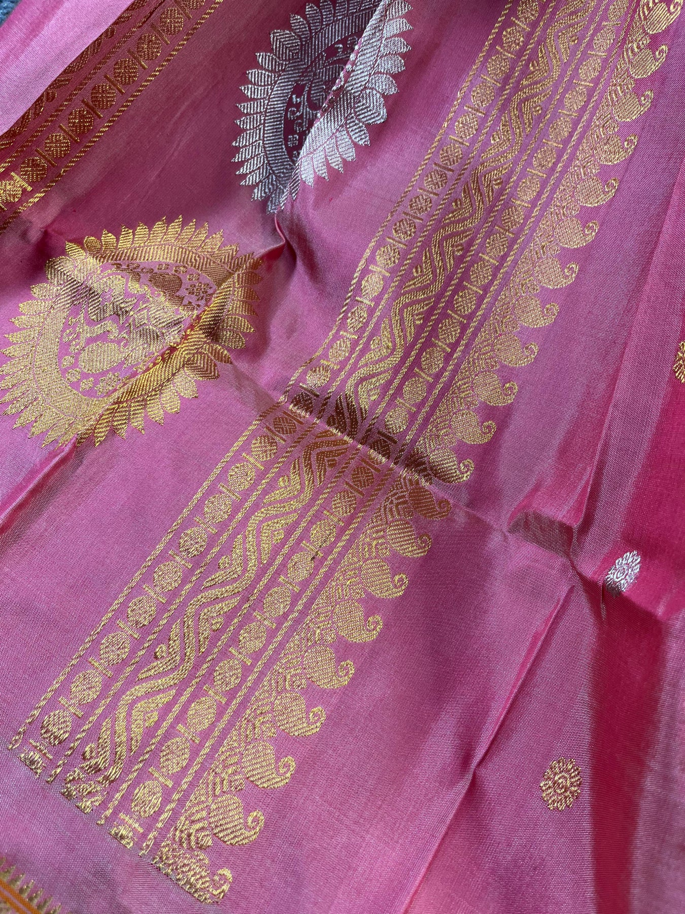 PINK SILK PURE HANDLOOM GADWAL DUPATTA